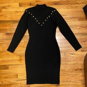 Sweater Dress with Gold Beaded Bobbles